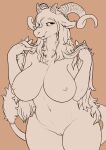  anthro big_breasts bovid breasts caprine caprine_demon curvy_figure demon digital_media_(artwork) female fingers fur genitals goat hair hi_res krampus looking_at_viewer mammal nipples nude pussy simple_background smile solo thick_thighs vader-san voluptuous wide_hips 