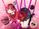  1girl aho_no_sakata candy chocolate chocolate_heart cupcake food hatoka_ra5 heart highres red_eyes red_hair ribbon sakako_(aho_no_sakata) shirt urashimasakatasen valentine 