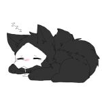  1:1 ambiguous_gender anthro black_body black_fur blush bodily_fluids canid canine canis changed_(video_game) chano drooling eyes_closed fur lying mammal mask puro_(changed) saliva simple_background sleeping solo sound_effects white_background wolf zzz 
