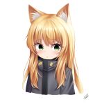  1girl absurdres animal_ear_fluff animal_ears bangs blonde_hair blush cat_ears girls_frontline green_eyes hapy_(parkhyunjae9494) highres long_hair sidelocks solo tmp_(girls_frontline) very_long_hair 