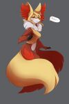  anthro blush breasts canid delphox featureless_breasts female fluffy fluffy_tail fur hi_res inner_ear_fluff looking_at_viewer mammal master misshammer neck_tuft nintendo nude pok&eacute;mon pok&eacute;mon_(species) red_body red_fur simple_background solo synder_(misshammer) tuft video_games yellow_body yellow_fur 