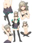  1girl absurdres armpits ass breasts commission girls_frontline green_hair highres honey_badger_(girls_frontline) long_hair medium_breasts multiple_views purple_eyes second-party_source tutimaru0730 undressing 