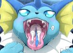  abi_(s2-freak) absol ambiguous_gender aqua_(s2-freak) black_nose blue_body blue_eyes blush bodily_fluids claws duo eeveelution fangs feral frill_(anatomy) front_view fur head_crest head_frill larger_feral larger_prey looking_down macro micro micro_abuse micro_in_mouth micro_on_macro neck_frill nintendo nude open_mouth oral_vore pok&eacute;mon pok&eacute;mon_(species) raining s2-freak saliva size_difference smaller_feral smaller_pred soft_vore sweat sweatdrop teeth toe_claws tongue tongue_out vaporeon video_games vore white_body white_fur 