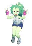  2021 adult_fink anthro cartoon_network clothing double_v_sign ear_piercing female fingerless_gloves fink_(ok_k.o.!_lbh) footwear fur gesture gloves green_body green_fur hair handwear hi_res mammal murid murine neamo ok_k.o.!_let&#039;s_be_heroes piercing ponytail rat rodent shoes sleeveless_shirt sneakers solo spats v_sign 