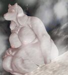  anthro big_breasts boss_monster bovid breasts caprine chest_tuft eyes_closed female fur goat hot_spring japanese_text mammal mature_anthro mature_female nude overweight overweight_anthro overweight_female relaxing solo steam text tomato_(artist) toriel tuft undertale video_games water white_body white_fur 