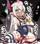  body_writing condom cum demon_girl demon_tail elbow_gloves emma_august eyebrows_visible_through_hair fang fellatio_gesture gloves hair_between_eyes horns kanikama long_hair looking_at_viewer motion_lines naughty_face nijisanji one-piece_swimsuit pointy_ears red_horns saliva single_thighhigh squatting striped striped_legwear sweat swimsuit tail thick_thighs thighhighs thighs tongue tongue_out used_condom virtual_youtuber white_gloves yellow_eyes 