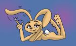  anthro arcatech bedroom_eyes digital_media_(artwork) eyelashes female fluffy fluffy_tail kc_rabbit lagomorph leporid long_ears mammal narrowed_eyes nude rabbit seductive solo 