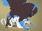  2021 4:3 4_toes anal anal_penetration avian balls barbel_(anatomy) blue_body blue_fur blue_skin brown_body brown_fur claws digital_media_(artwork) digitigrade dragon eye_contact feathered_wings feathers feet feral feral_on_feral feral_penetrated feral_penetrating feral_penetrating_feral flesh_whiskers fur genitals gryphon horn knot long_tail looking_at_another looking_at_partner lysander male male/male male_penetrated male_penetrating male_penetrating_male mythological_avian mythology paws penetration shinigamigirl size_difference smaller_penetrated tail_tuft toes tongue tongue_out tuft white_body white_fur wingless_dragon wings wolfie-feral 