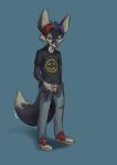  animated anthro belt bodily_fluids bottomwear canid canine clothed clothing footwear fox furryporky genital_fluids genitals hi_res male mammal nirvana_logo open_bottomwear open_clothing open_pants pants peeing penis shirt shoes solo topwear urine watersports 