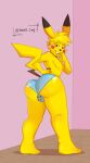  anthro big_butt butt clothing fur girly hi_res intermundano looking_at_viewer looking_back male mammal murid murine nintendo pikachu pok&eacute;mon pok&eacute;mon_(species) rat rodent sassy solo solo_focus underwear video_games yellow_body yellow_fur zap-chu 