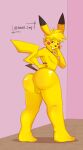  anthro balls big_butt butt explicit_content fur genitals girly hi_res intermundano looking_at_viewer looking_back male nintendo pikachu pok&eacute;mon pok&eacute;mon_(species) sassy solo solo_focus video_games yellow_body yellow_fur zap-chu 