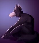  absurd_res anthro canid canine canis cel_shading claws digital_media_(artwork) full-length_portrait fur hi_res male mammal muscular muscular_anthro muscular_male nude pink_body pink_fur portrait purple_body purple_fur scarletbite shaded simple_background solo wolf yellow_eyes yellow_nose 