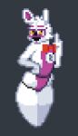  ambiguous_gender animatronic anthro belly bow_tie canid canine digital_media_(artwork) eyebrows eyelashes five_nights_at_freddy&#039;s fox funtime_foxy_(fnaf) funtime_foxy_(fnafsl) looking_at_viewer low_res machine mammal pixel_(artwork) purple_belly robot serarokusu sister_location solo thick_thighs video_games white_body yellow_eyes 