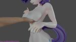  3d_(artwork) absurd_res anthro anthrofied big_breasts breasts digital_media_(artwork) equid extremespeedslowpoke faceless_human female friendship_is_magic hair hand_on_breast hi_res mammal my_little_pony nipples nude purple_hair rarity_(mlp) white_body 