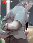  anthro blush bodily_fluids butt canid canine clothed clothing edit erection genital_fluids genitals hi_res kisukemk777 male mammal orgasm penis precum solo uncensored underwear 