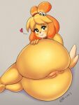  animal_crossing anthro anus big_butt butt canid canine canis domestic_dog female genitals huge_butt isabelle_(animal_crossing) looking_at_viewer looking_back mammal nintendo nude presenting pussy rivy_k shih_tzu solo toy_dog video_games 