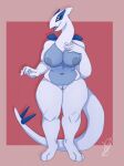  anthro big_breasts breasts eyelashes female genitals half-closed_eyes hi_res legendary_pok&eacute;mon lugia mature_female narrowed_eyes nintendo nipples nude open_mouth overweight overweight_anthro overweight_female pok&eacute;mon pok&eacute;mon_(species) pussy solo spiked_tail spikes spikes_(anatomy) thick_thighs video_games vincentdraws white_body wide_hips 