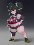  absurd_res alternate_costume big_breasts bottomwear bra breasts clothing female forastero hi_res humanoid humanoid_pointy_ears league_of_legends navel overweight overweight_female overweight_humanoid pigtails poppy_(lol) riot_games short_stack shorts slightly_chubby solo sports_bra sportswear thick_thighs underwear video_games wide_hips yordle 