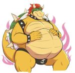  13uckaroo 2020 2_horns 5_fingers anthro armband barazoku belly biceps big_belly bottomwear_only bowser bracelet brown_eyes bulge claws clothed clothing collar digital_media_(artwork) eyebrows fangs finger_claws fingers front_view green_body green_scales hair hand_on_stomach hi_res holding_belly horn jewelry koopa male mario_bros multicolored_body multicolored_scales musclegut muscular muscular_anthro muscular_male nintendo overweight overweight_anthro overweight_male pecs quads red_eyebrows red_hair reptile scales scalie shaded shell solo speedo spiked_armband spiked_bracelet spiked_collar spiked_shell spiked_tail spikes spikes_(anatomy) swimwear tan_body tan_scales thick_thighs video_games white_claws yellow_body yellow_scales 