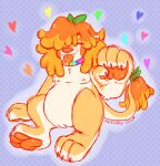  &lt;3 3_toes 4_fingers absurd_res ambiguous_gender anthro belly big_belly big_feet big_hands blush bodily_fluids claws collar fangs feet felid fingers flat_chested fur hair hi_res humanoid_hands leaf lion long_hair mammal milkshake-lion multicolored_body multicolored_fur nipples orange_body orange_fur orange_hair orange_nose orange_pawpads overweight pantherine pawpads petplay rainbow roleplay saliva saliva_on_tongue smile soles solo toes tongue tongue_out two_tone_body two_tone_fur two_tone_tail white_body white_fur 