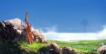  absurdres aegis_sword_(xenoblade) cloud_sea day grass highres landscape no_humans outdoors poteto_(potetosarada123) rock scenery shadow sky tree xenoblade_chronicles_(series) xenoblade_chronicles_2 yggdrasil 