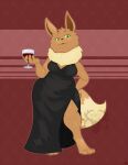  anthro brahkest clothed clothing dress eevee female jezebel_(crane) nintendo pok&eacute;mon pok&eacute;mon_(species) solo video_games wine_glass 