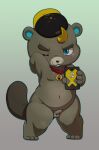  animal_crossing anthro balls beaver belly blonde_hair blush c.j._(animal_crossing) chibi clothing collar erection foreskin freckles genitals hair hat hat_only headgear headgear_only headwear headwear_only hi_res lkiws male mammal mostly_nude navel nintendo nude one_eye_closed penis rodent selfie slightly_chubby small_penis solo uncut video_games wink 