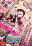  black_dress book doll_joints dress fate/extra fate/grand_order fate_(series) food_print joints mushroom_print nursery_rhyme_(fate) pink_eyes white_hair 