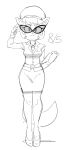  2021 anthro bottomwear breasts clipboard clothing dbaru domestic_cat eyewear felid feline felis female formal_wear glasses hi_res kitty_katswell mammal monochrome necktie nickelodeon office_lady sketch skirt t.u.f.f._puppy 