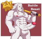 abs anthro balls battle_beast biceps big_balls big_muscles big_penis black_claws black_nose black_sclera claws clothed clothing dreadlocks english_text erection felid finger_claws fur genitals glans hair hanzo_matsumoto holding_mace huge_penis invincible_(comics) lion long_hair mace male mammal melee_weapon muscular muscular_anthro muscular_male nipples nude pantherine partially_clothed pecs penis pink_glans pink_nipples pink_tip solo swimwear text thick_penis thokk_(invincible) vein veiny_penis weapon weapon_on_shoulder white_balls white_body white_ears white_fur white_penis yellow_eyes 