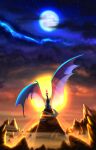  2021 absurd_res claws detailed_background digital_media_(artwork) dragon hi_res horn membrane_(anatomy) membranous_wings moon outside plaguedogs123 scalie sky solo star starry_sky sun western_dragon wings 