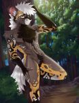  anthro forest fur hi_res male muscular muscular_anthro muscular_male plant solo sparkittyart tree 
