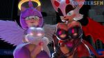  3d_(artwork) amy_rose angel anthro blue_eyes blush bottom_pov bottomwear breath chiropteran clothed clothing clothing_lift countersfm cum_leaking demon demon_wings digital_media_(artwork) duo erection eulipotyphlan feathered_wings feathers first_person_view fur genitals green_eyes gynomorph half-closed_eyes halo hand_on_hip hand_on_penis hedgehog hi_res horn intersex mammal narrowed_eyes penis pink_body pink_fur raised_bottomwear raised_clothing raised_skirt rouge_the_bat skirt skirt_lift sonic_the_hedgehog_(series) source_filmmaker spade_tail wings 