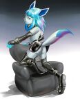  anthro clothed clothing crossdressing eeveelution glaceon gloves handwear hi_res latex_gloves latex_stockings legwear looking_at_viewer looking_back male nintendo no_underwear partially_clothed pok&eacute;mon pok&eacute;mon_(species) rubber solo stockingfan t-h-eguy upskirt video_games 