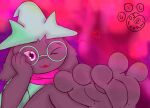  &lt;3 3_toes :3 anthro barefoot black_body black_fur bovid caprine clothed clothing deltarune digital_media_(artwork) eyewear feet foot_focus fur gil_softpaws glasses goat hat headgear headwear hi_res horn looking_at_viewer male mammal one_eye_closed ralsei scarf signature solo solo_focus toes video_games witch_hat 