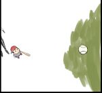  2boys baseball baseball_bat english_commentary from_above highres in_tree multiple_boys ness_(mother_2) sephiroth simple_background super_smash_bros. tree white_background yourfreakyneighbourh 