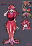  1girl absurdres breasts creature_and_personification crown-of-thorns_starfish full_body highres long_hair matilda_fiship monster_girl original personification purple_eyes shirt short_sleeves solo spikes standing starfish starfish_girl tentacle_hair 