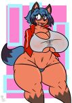  absurd_res anthro big_breasts boob_window brand_new_animal breast_squish breasts canid canine clothed clothing female hi_res huge_breasts kingretrokirby mammal michiru_kagemori panties raccoon_dog smile solo squish studio_trigger tanuki thick_thighs under_boob underwear watermark wet wet_clothing 