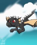  animated anthro antoreakk black_dragon cloud dragon flying horn invalid_tag island loop low_res male solo spines wings 