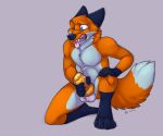  2016 anthro balls black_body black_ears black_fur black_nose blue_eyes bodily_fluids canid canine canis cheek_tuft claws digital_media_(artwork) dipstick_tail dripping erection facial_tuft feet fluffy fluffy_tail fox fur genital_fluids genitals hand_on_leg hand_on_thigh kneeling kneeling_on_one_leg looking_down lube male mammal masturbation multicolored_body multicolored_fur multicolored_tail nude one_eye_closed open_mouth orange_body orange_fur orithan pain pecs penetrable_sex_toy penetrating_toy penetration penile penile_masturbation penile_penetration sex_toy signature simple_background solo straining teeth teeth_showing toe_claws toes tongue tongue_out toying_self tuft white_body white_fur xk2x 