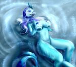  2021 anthro areola asian_mythology bludraconoid blue_body blue_fur breasts digital_media_(artwork) disney dragon east_asian_mythology eastern_dragon female fur hair hi_res horn mythology nipples non-mammal_breasts nude open_mouth purple_eyes purple_hair raya_and_the_last_dragon sisu_(ratld) smile solo teeth 