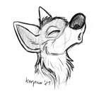  2021 canid canine canis eyes_closed feral howl karpour male mammal monochrome rakan sketch traditional_media_(artwork) wolf 