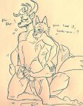  anthro antlers balls beastars blush bodily_fluids canid canine canis cervid cervine clenched_teeth cum cum_on_leg cum_on_self dialogue duo erection eyes_closed genital_fluids genitals handjob hi_res horn kneeling legoshi_(beastars) louis_(beastars) male male/male mammal navel nipples nude orgasm orgasm_face penile penis reach_around red_deer sex tailwag teeth wolf wuffinarts 