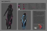  absurd_res anthro clothing color_swatch dinosaur dromaeosaurid female genitals hi_res incognito lovemummification model_sheet nipples nude pinup pose pussy reptile scalie skinsuit solo theropod tight_clothing velociraptor 
