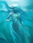  2021 5_fingers blue_theme breasts digital_media_(artwork) female fingers marine merfolk sandara solo underwater water 