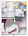  abs assisted_exposure balls barazoku blush clothed clothing comic dialogue duo embarrassed english_text erection foreskin genitals hi_res humanoid humanoid_genitalia humanoid_penis jax_(mels_monster) low_key_toxtricity machoke male male/male mels_monster_(artist) muscular muscular_male nintendo nipples owen_(mels_monster) pants_down partially_clothed pecs penis pok&eacute;mon pok&eacute;mon_(species) text topless topless_male toxtricity uncut video_games 