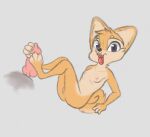  anthro breasts canid canine digital_media_(artwork) erection female foot_fetish foot_play footjob fur genitals hair kitsune-2000 looking_at_viewer male male/female mammal nipples nude open_mouth penis pussy sex simple_background smile solo 