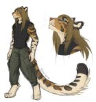  2021 anthro blue_eyes brown_hair digital_media_(artwork) felid feline hair leopardus male mammal neothetaa ocelot simple_background solo standing white_background 