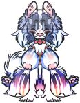  anthro belly big_breasts breasts canid canine canis colored_nails domestic_dog female gradient_fur harness hi_res mammal mature_female nails nordic_sled_dog pawpads piercing rainbow_nails samoyed sled_harness slightly_chubby solo sparklepupfaeri spitz thick_thighs 