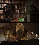 3d_(artwork) absurd_res alien anal bed bookshelf butt butt_shot cheap-wazoo clothing digital_media_(artwork) duo erection furniture genitals hi_res hip_grab interspecies krogan leaning leaning_forward looking_pleasured male male/male male_penetrated male_penetrating male_penetrating_male mass_effect multiple_images muscular muscular_male nude on_bed oral penetration penis rimming sex size_difference small_dom_big_sub source_filmmaker turian video_games xenophilia 